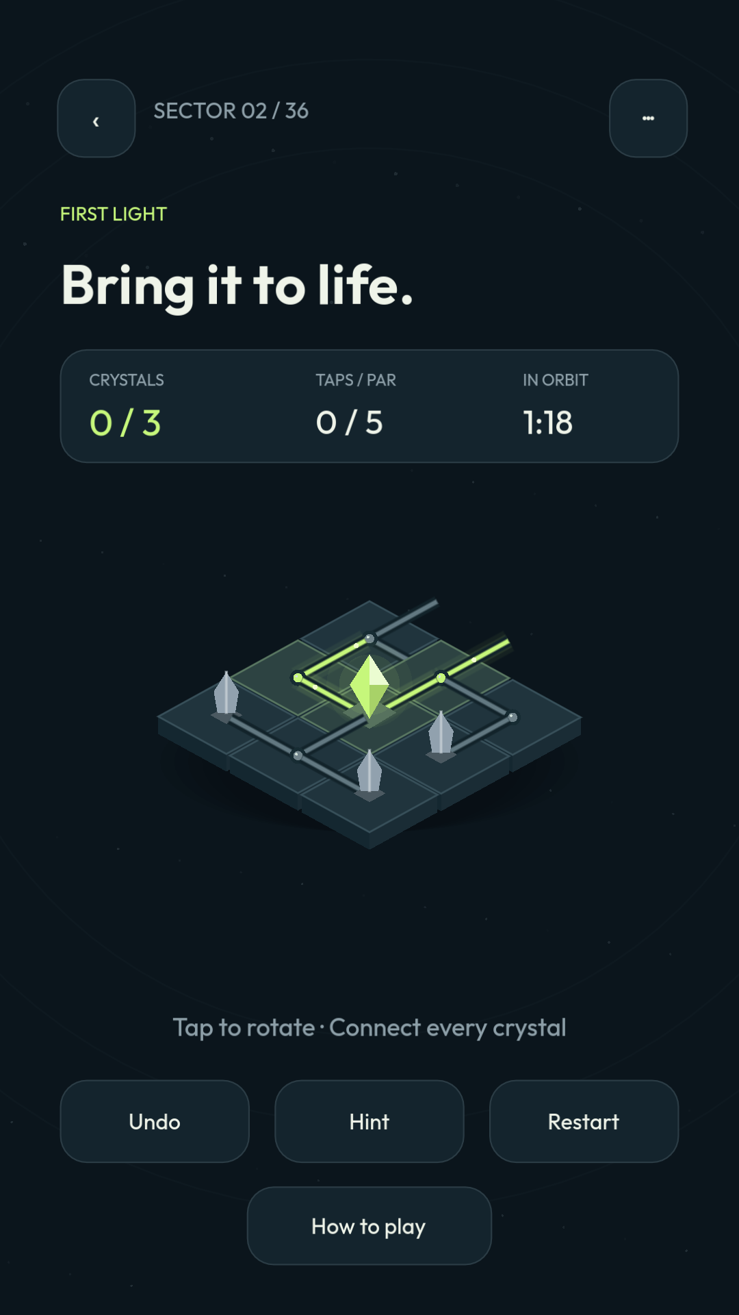 Luma Relay: a glowing network of crystals and relays on an isometric puzzle board.